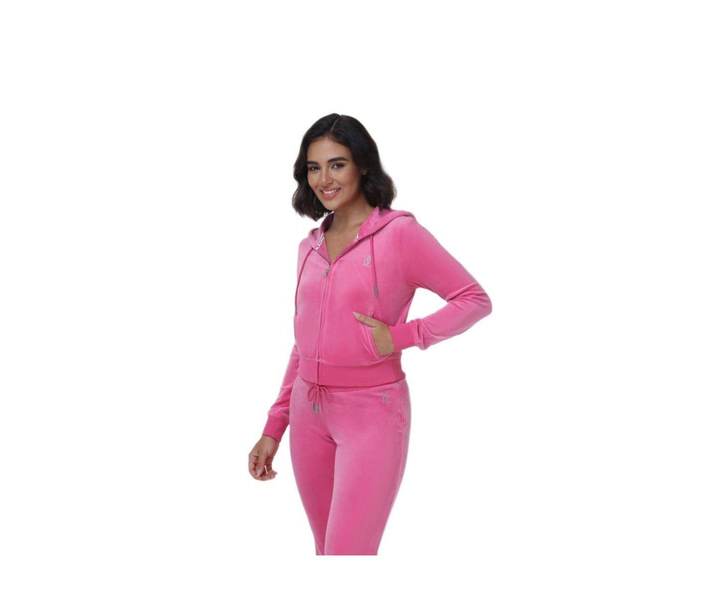 Женское худи Juicy Couture Luxe Velour Juicy With Double Bling, цвет: Нежно-розовый — фото 6