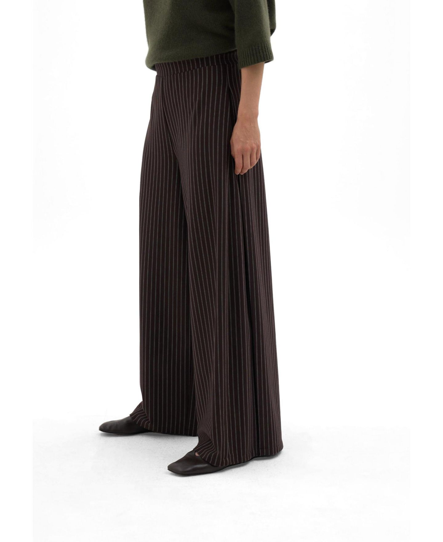 Женские брюки Hush Revyn Pinstripe Wide-Leg Pull-On, цвет: Тёмный коричневый — фото 2