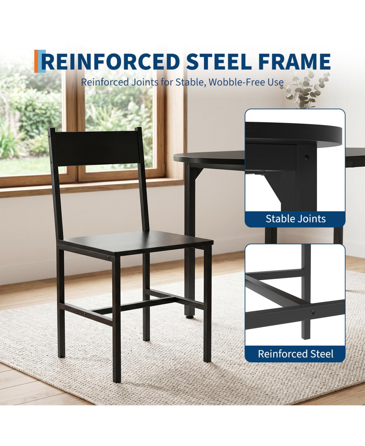 homfan 63 Inch Oval Dining Table Set Modern for Kitchen and Room Furniture, Wood with 4 Chairs