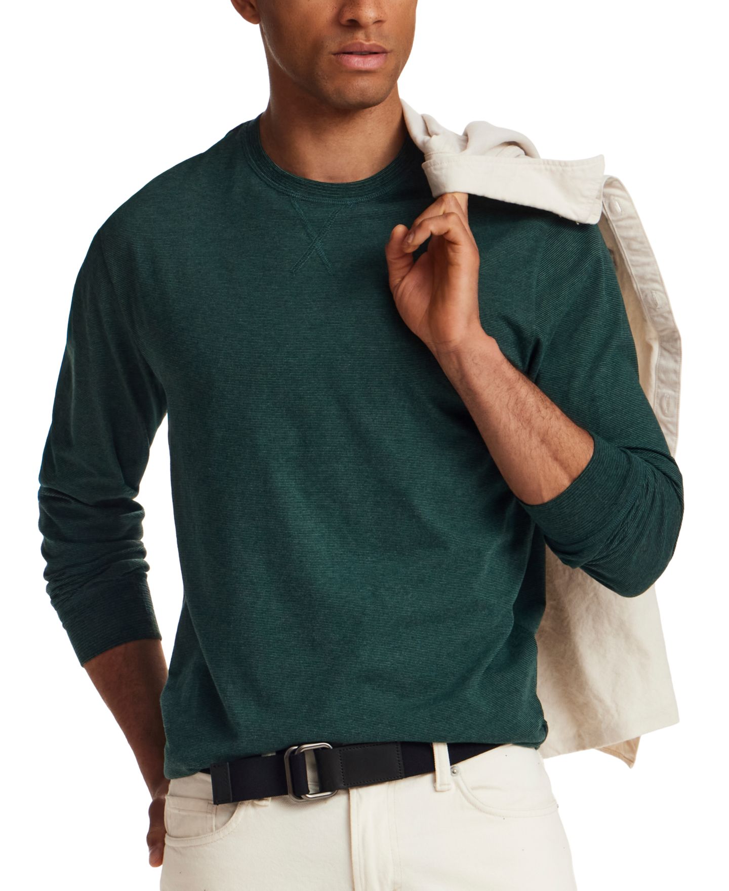 Мужская футболка Weatherproof Vintage Microstripe Crewneck, цвет: Зелёный — фото 2