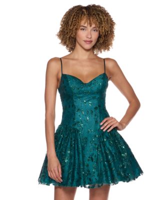 Juniors' Corset Glitter Sequin Dress