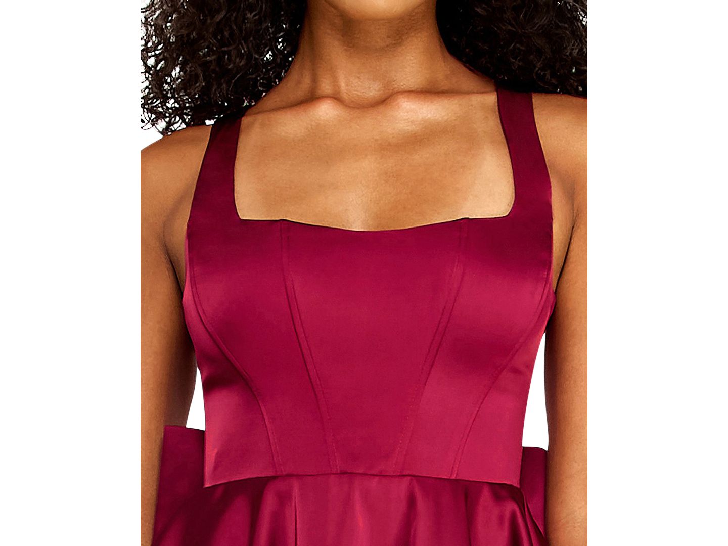 Женское платье Alex & Sophia Juniors' Square-Neck Corset-Bodice Back-Bow Mini, цвет: Винный — фото 4
