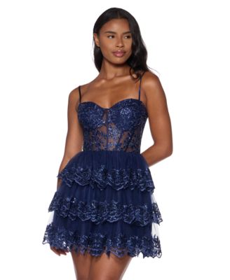 Juniors' Embellished Short Fit & Flare Dress
