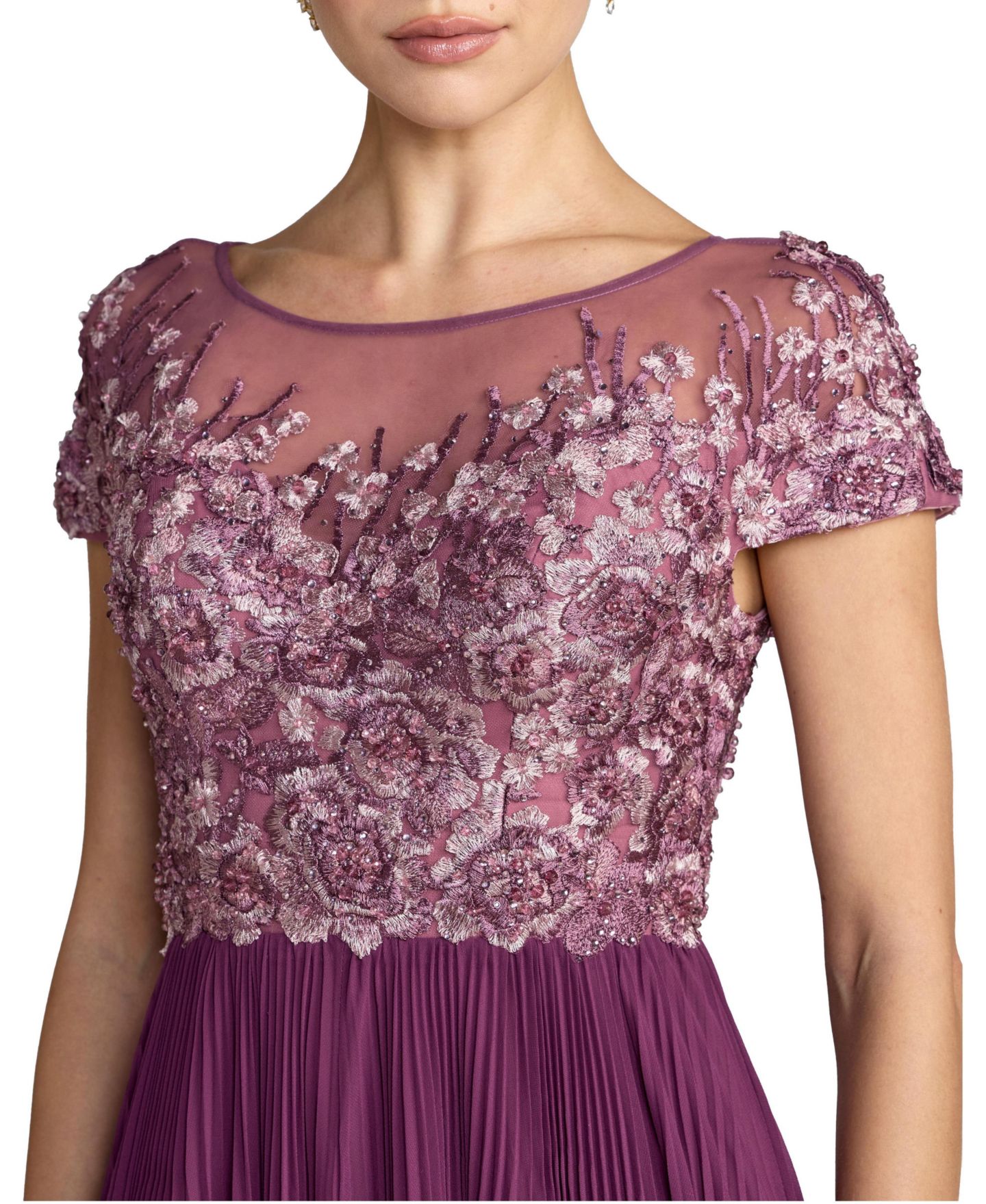Женские платья Mac Duggal Wedding Guest Floral-Embroidered Gown, цвет: Сливовый — фото 3