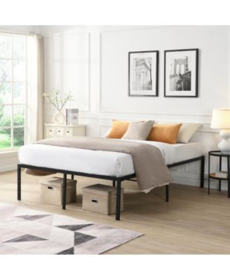 King Size Heavy Duty Metal Bed Frame, Reinforced Steel Slats, Noise-Free, No Box Spring Needed, Under-Bed Storage