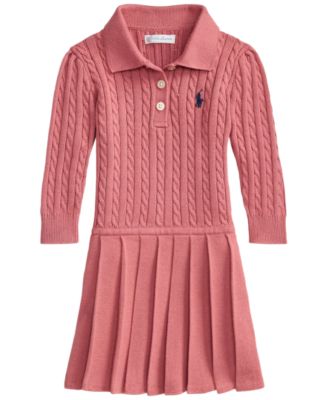 Baby Girls' Long-Sleeve Mini-Cable Polo Sweater Dress