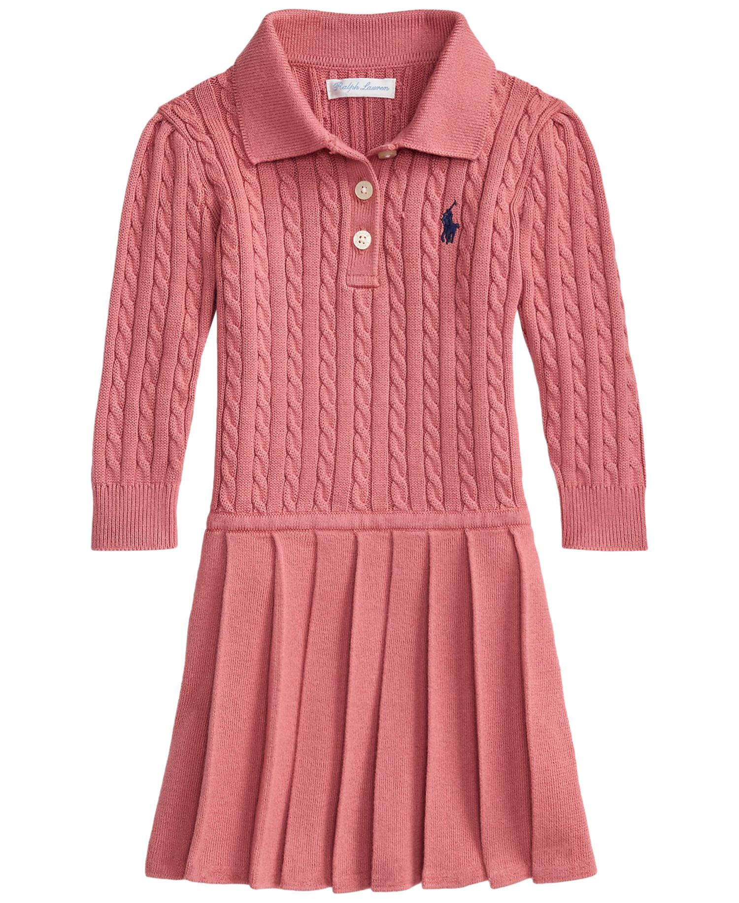 Baby Girls' Long-Sleeve Mini-Cable Polo Sweater Dress