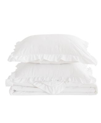 Dot Stitch Ruffled Quilt Set With Shams