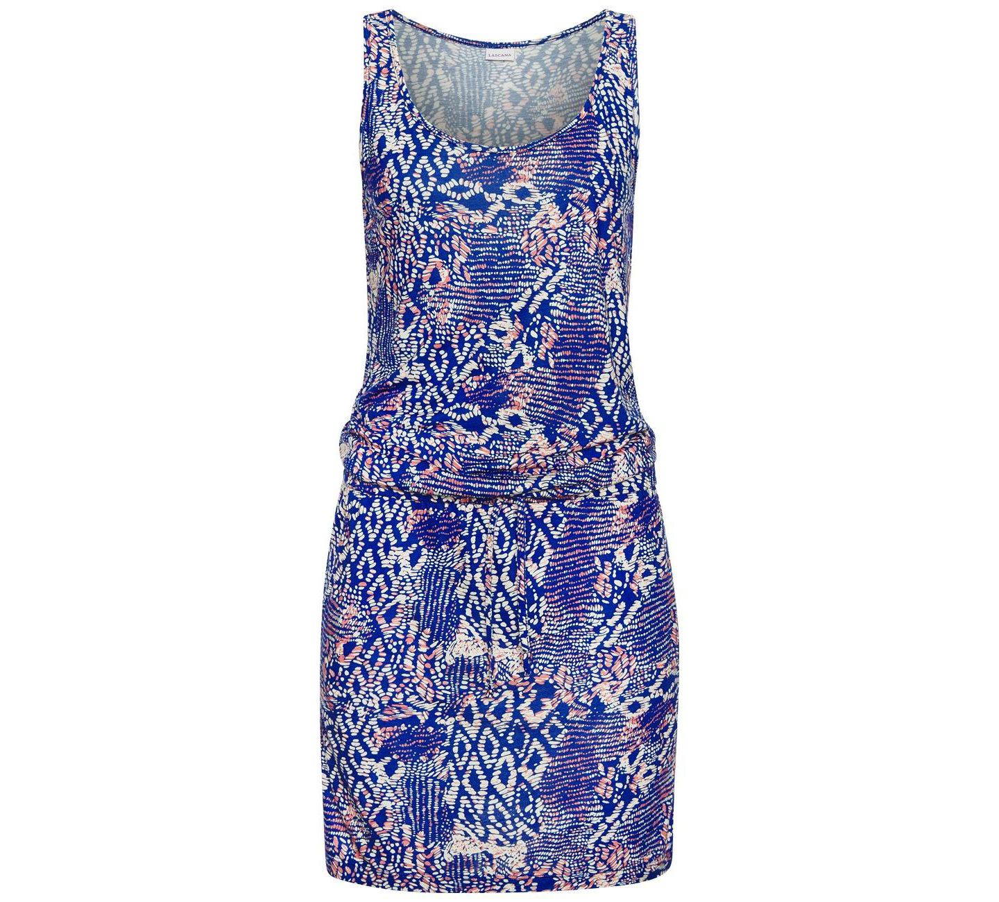 Женское платье LASCANA Viscose Printed Tank Racerback Scoop-Neck Short, цвет: Синий разноцветный — фото 4