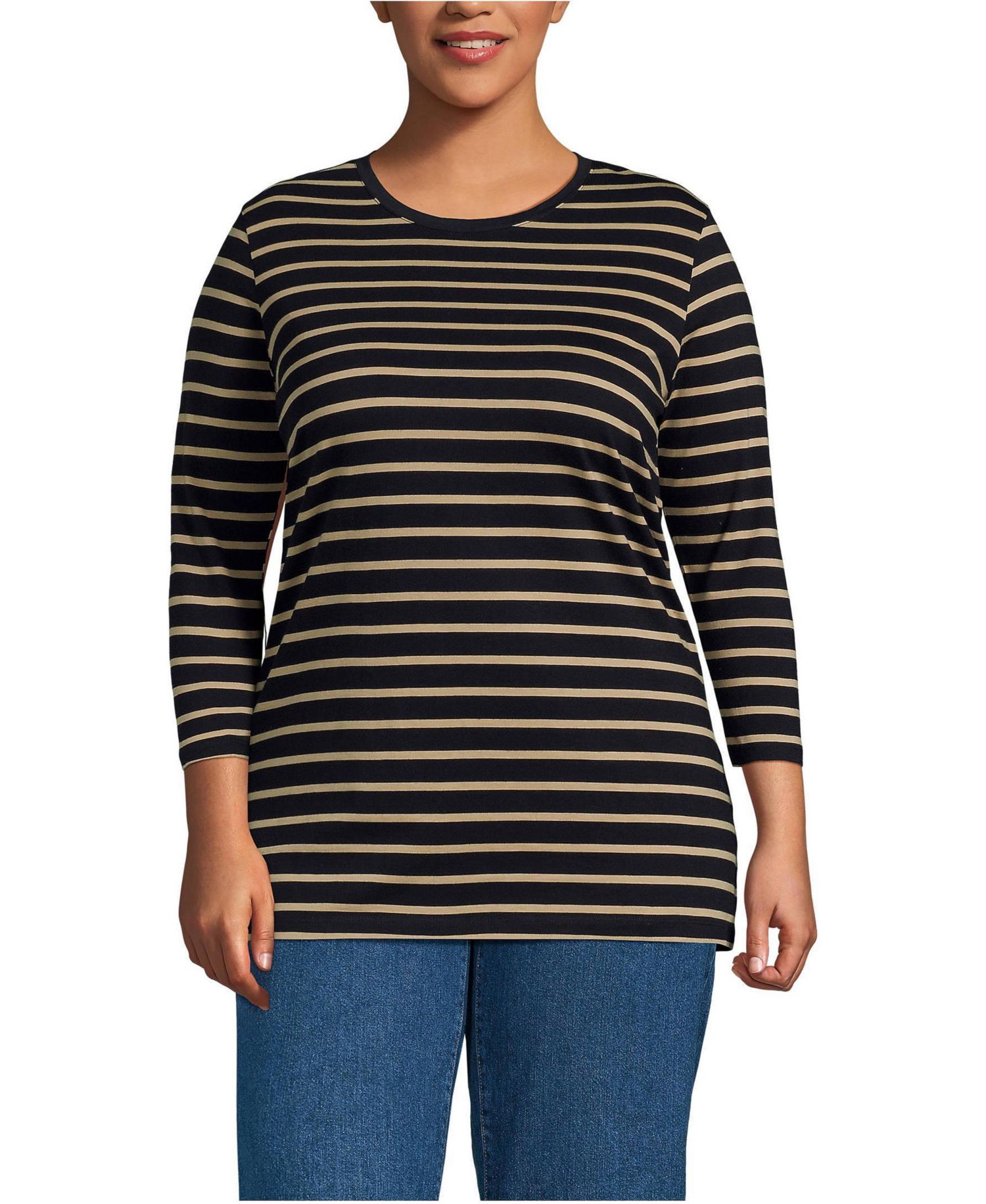 Plus Size 3/4 Sleeve Cotton Supima Tunic