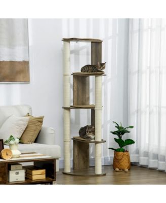 65 Inch Corner Cat Tree Tall Multilevel Tower with Sisal Scratching Posts