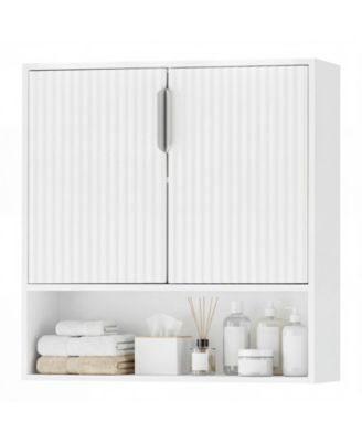 Bathroom Wall Cabinet Over-the-Toilet Medicine Cabinet with  2 Fluted Doors