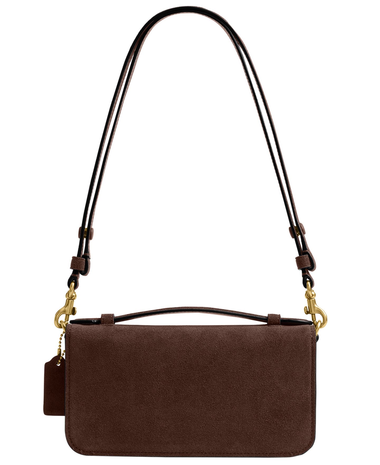 Женская сумка COACH Elora Small Suede Top Handle Crossbody, цвет: Латунный / Шоколадный — фото 2