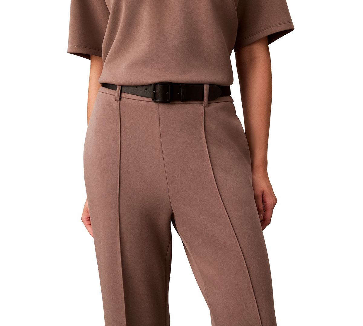 Calvin Klein Petite Soft Scuba High-Rise Pull-On Pintuck Trousers