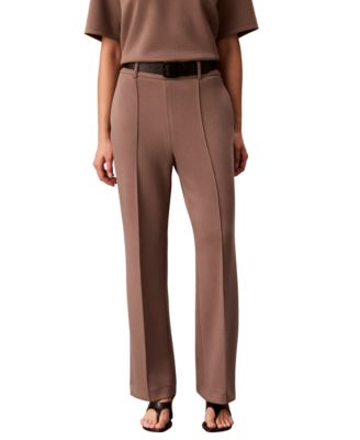 Petite Pull-On Belted Pintuck Pants