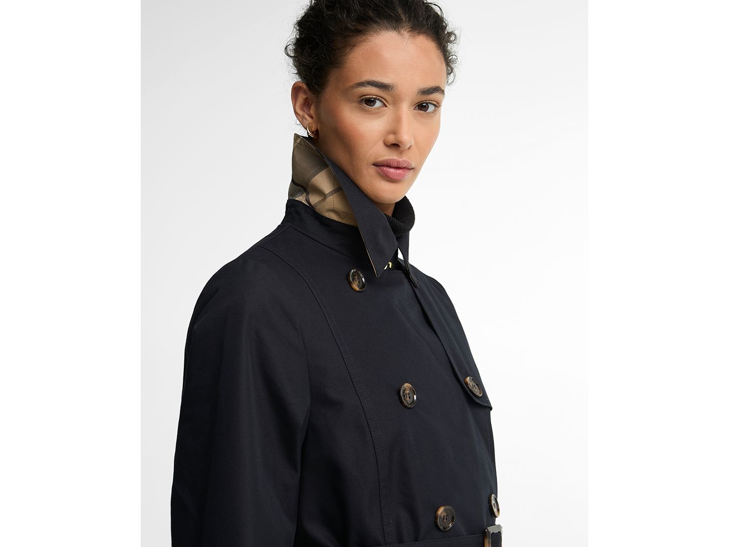 Женское пальто Barbour Greta Double-Breasted Belted Trench, цвет: Тёмно-синий — фото 3