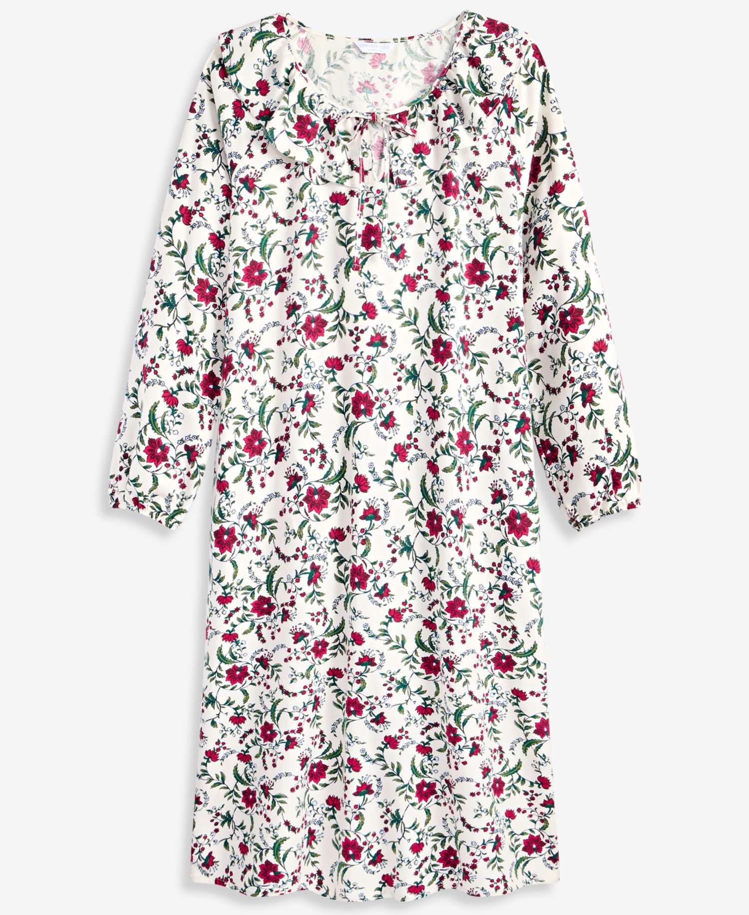 Women's Long-Sleeve Cotton-Blend Scoop-Neck Flannel Chemise