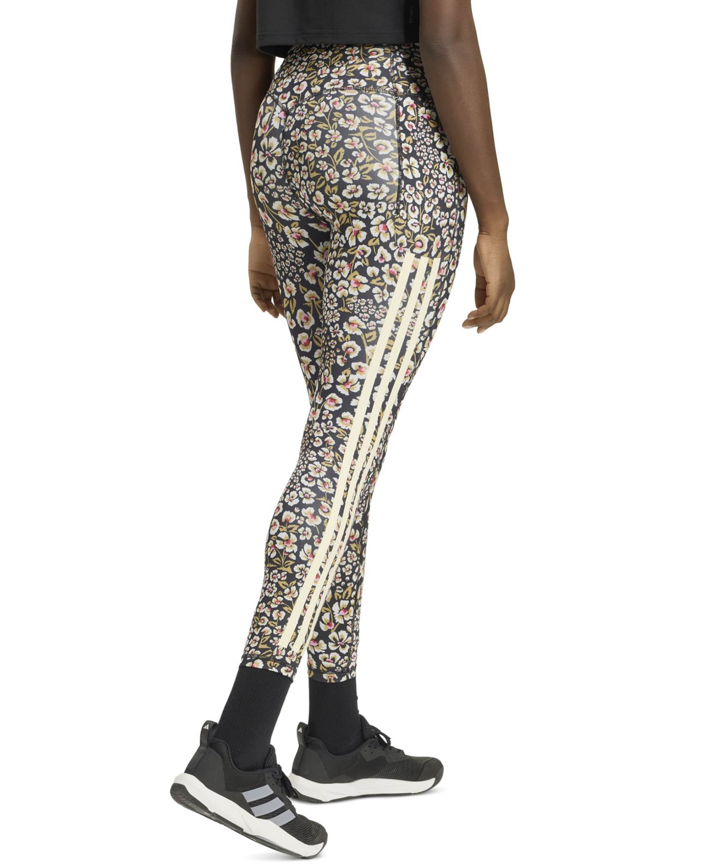 Женские леггинсы adidas Farm Floral High-Waisted Leggings with Pockets, цвет: Кремовый белый / Разноцветный — фото 5