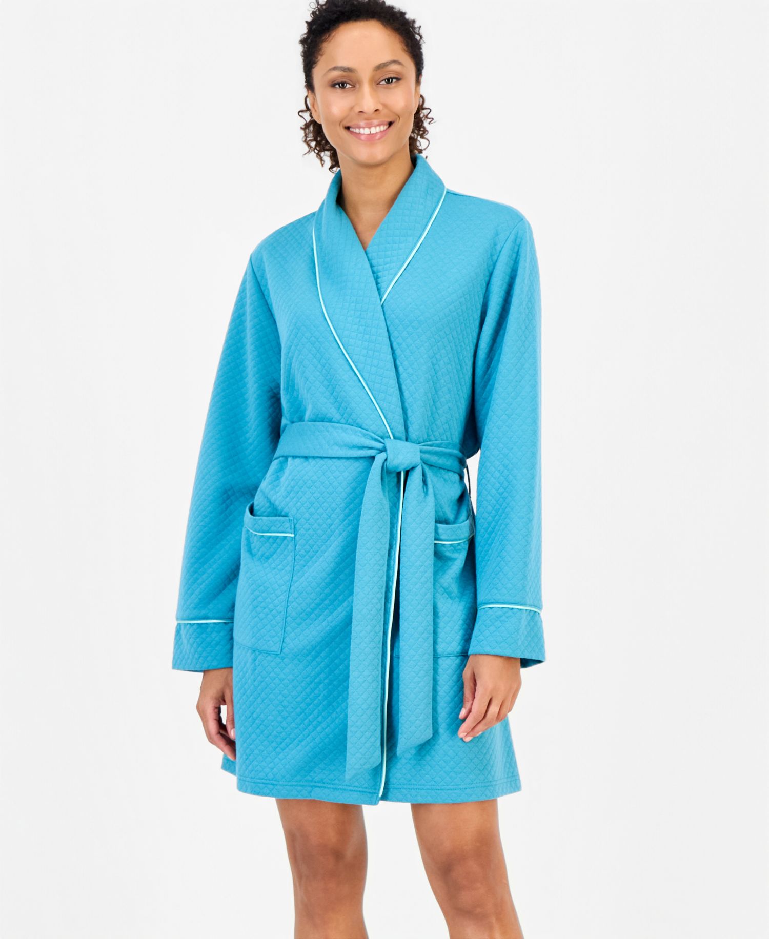 Women's Solid Quilted Belted Robe
