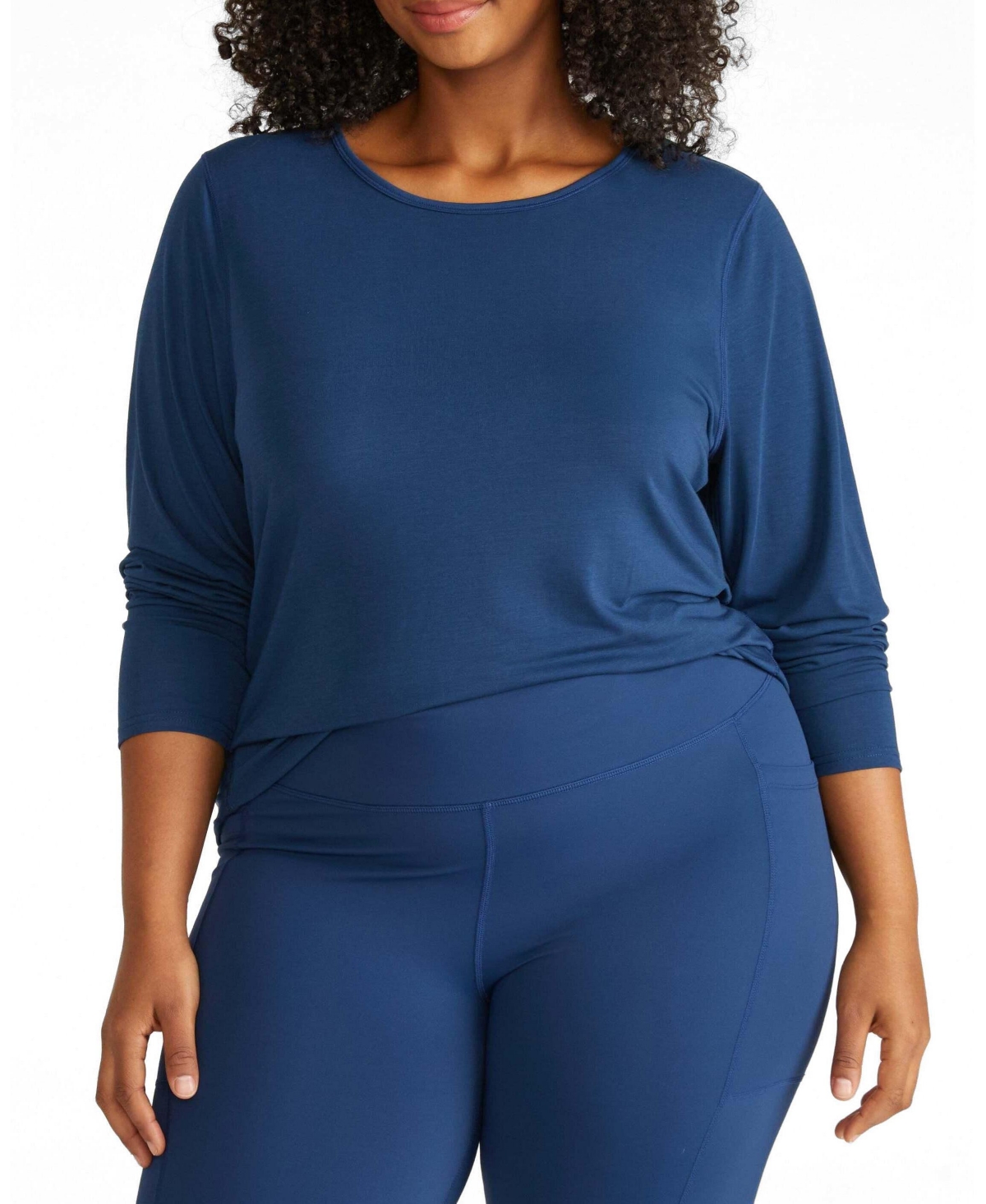 Universal Standard Plus Size Mia Long-Sleeve Crewneck T-Shirt - Pageant blue