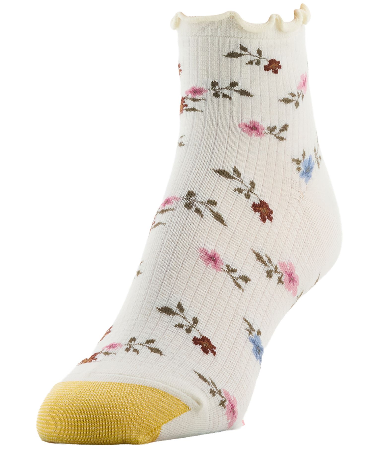Women's Floral Lettuce-Edge Ribbed Quarter 6-Pack Socks