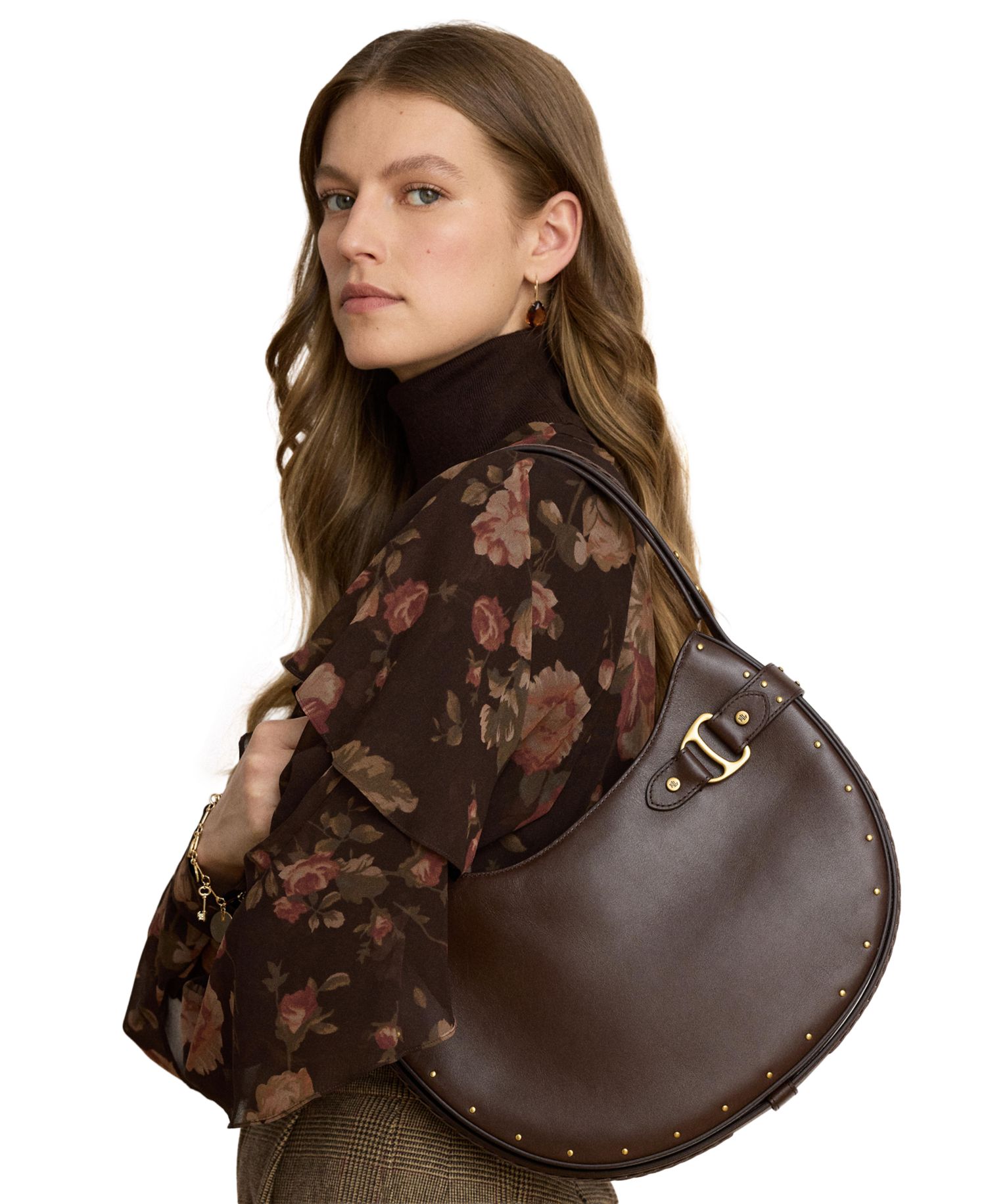 Tasha Studded Leather Medium Shoulder Bag