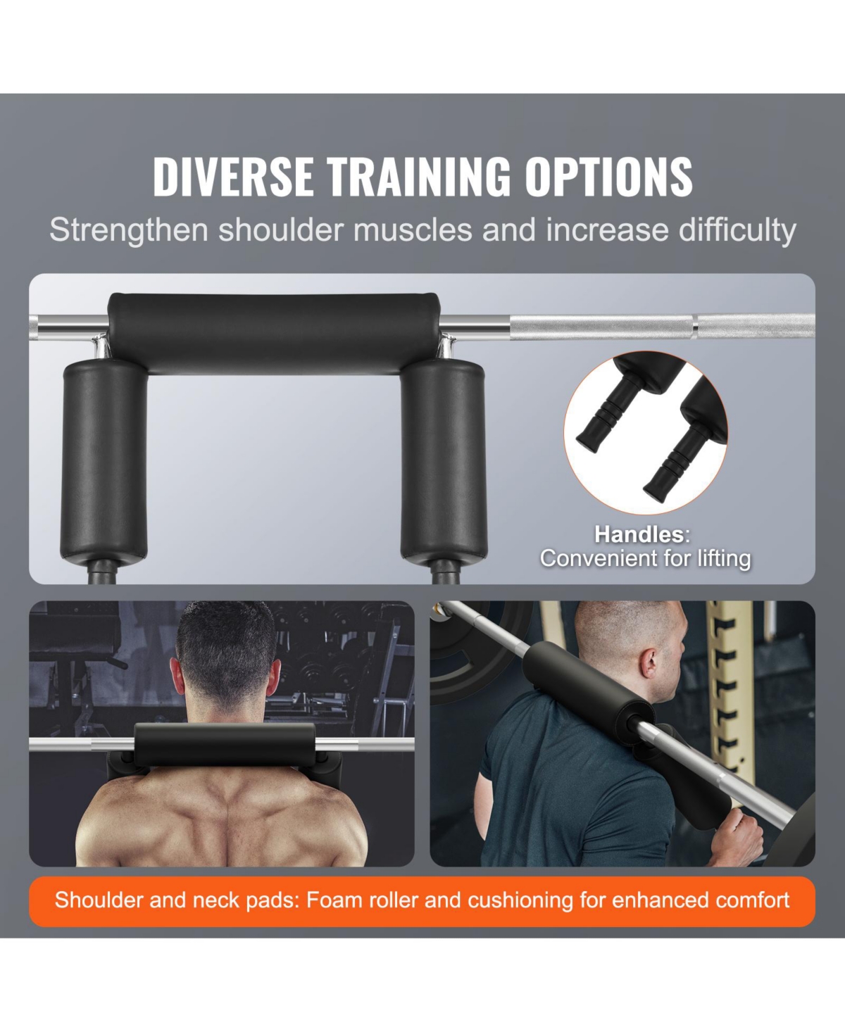 Sevorley Safety Squat Bar Attachment with Shoulder and Arm Pads, 28mm Olympic Bar, 700 lbs Capacity