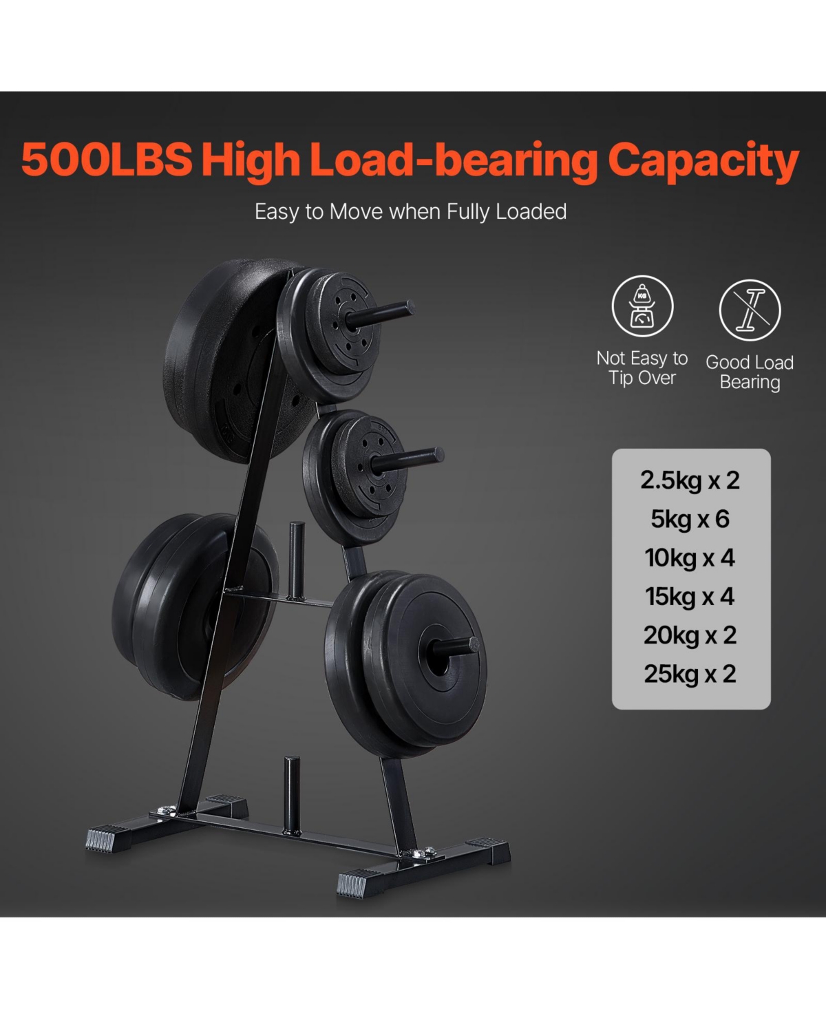 Sevorley A-Frame Weight Plate Tree for 1-Inch Plates, 500 lb Capacity Storage Rack