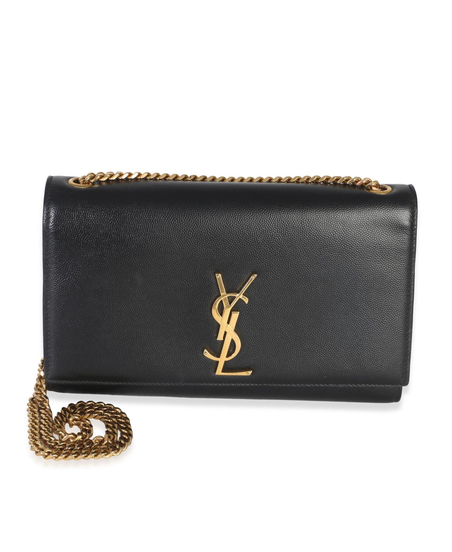 Black Grain De Poudre Medium Kate Chain Bag