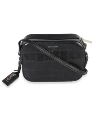 Black Crocodile Embossed Calfskin Mini Camera Bag