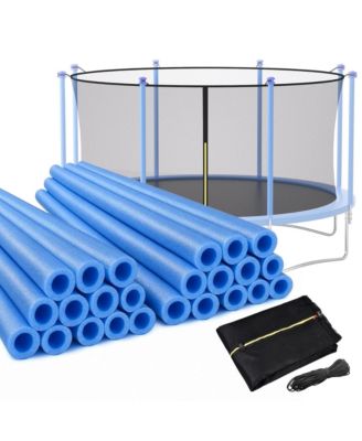 Trampoline Pole Foam Sleeves and Trampoline Net Kit, 24 Pcs 1.26" Inner Outdoor PVC Trampoline Pole Covers and 15 FT Universal Trampoline Net