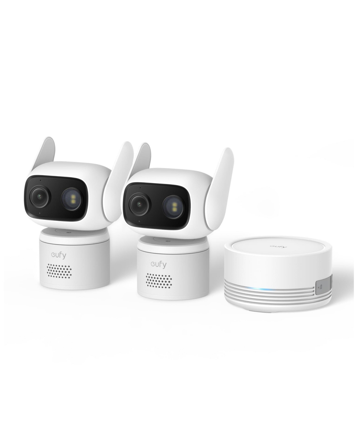 eufy Wired Cam C31(2 Cam-Kit), 360 Coverage Ptz, Dual Antenna,Color Night Vision,Local Storage,Ai Detection,24/7 Recording - White