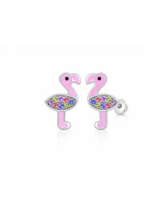 Kids Flamingo Hypoallergenic Earrings for Girls with Surgical Titanium Screwbacks