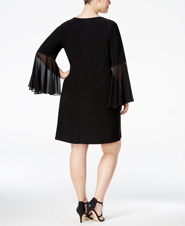 Msk Plus Size Embellished Illusion Bell Sleeve Dress Macys 5083