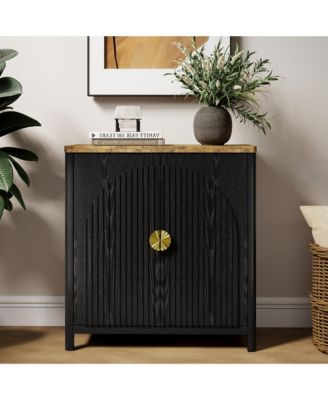 31.5" Accent Cabinet with Adjustable Shelf, 2-Door Storage Cabinet with Gold Handles