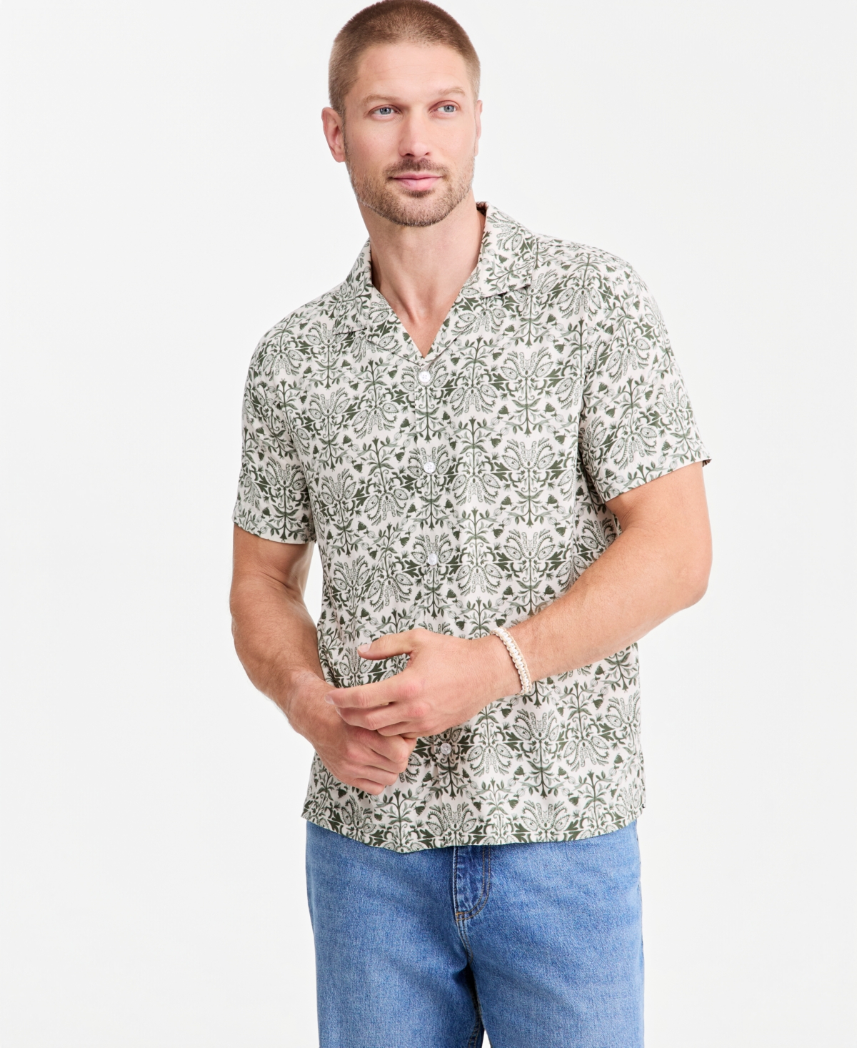 Sun + Stone Men's Ben Rayon Camp Collar Short-Sleeve Shirt, Macy's Exclusive