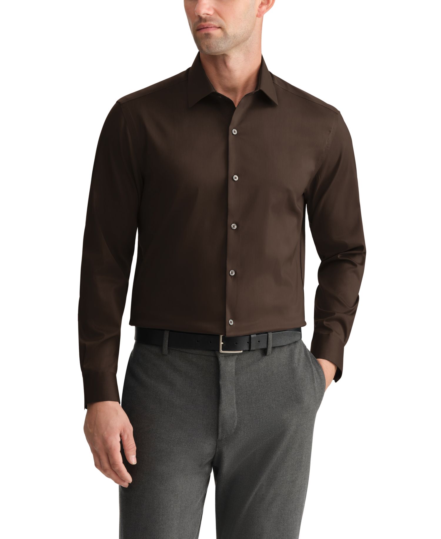 Men's Wrinkle Stretch Square Cuff Dress Shirt