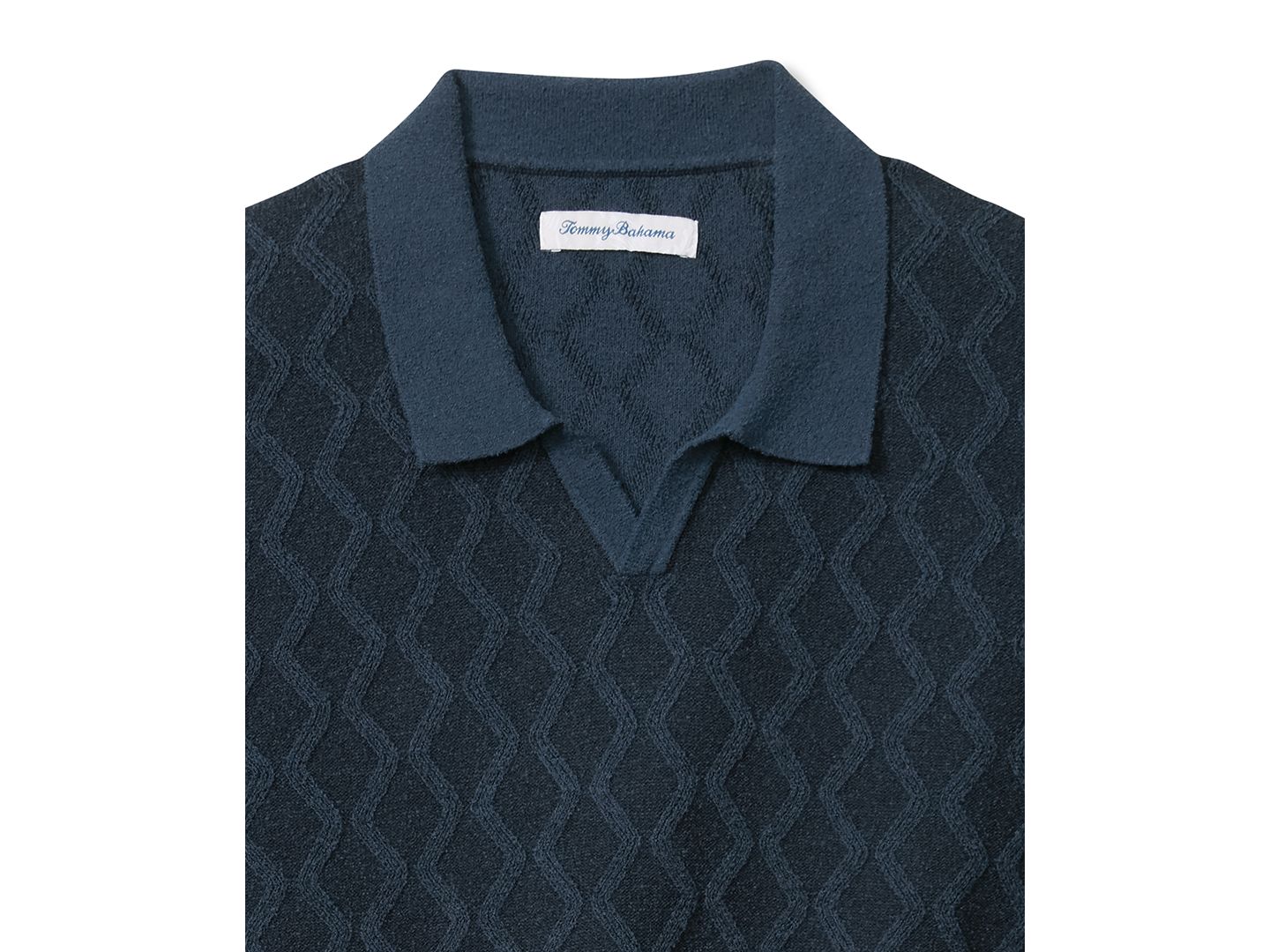 Мужское поло Tommy Bahama Textured Johnny Collar Polo Shirt, цвет: Dress Blues — фото 8