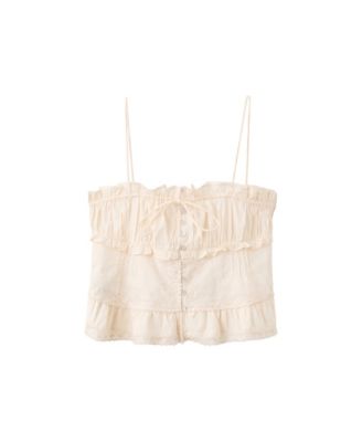 Women's Embroidered Cropped Square-Neck Cami Top