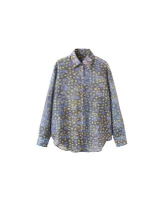 Women's Semi-Sheer Long-Sleeve Printed Blouse