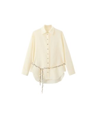 Women's Beaded Belt Semi-Sheer Shirt