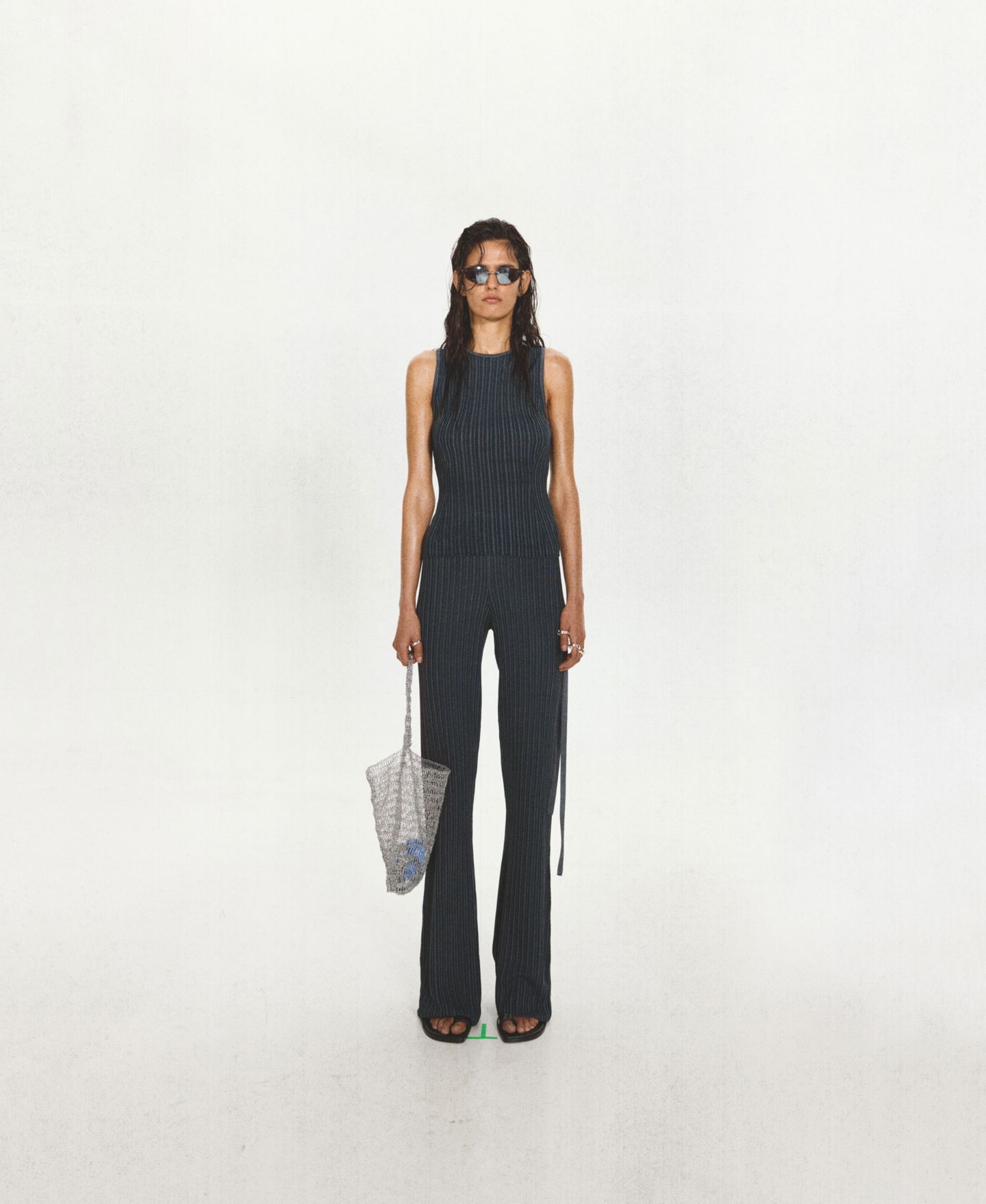 Женский топ Mango Ribbed Open-Back Sleeveless, цвет: Тёмный синий — фото 2