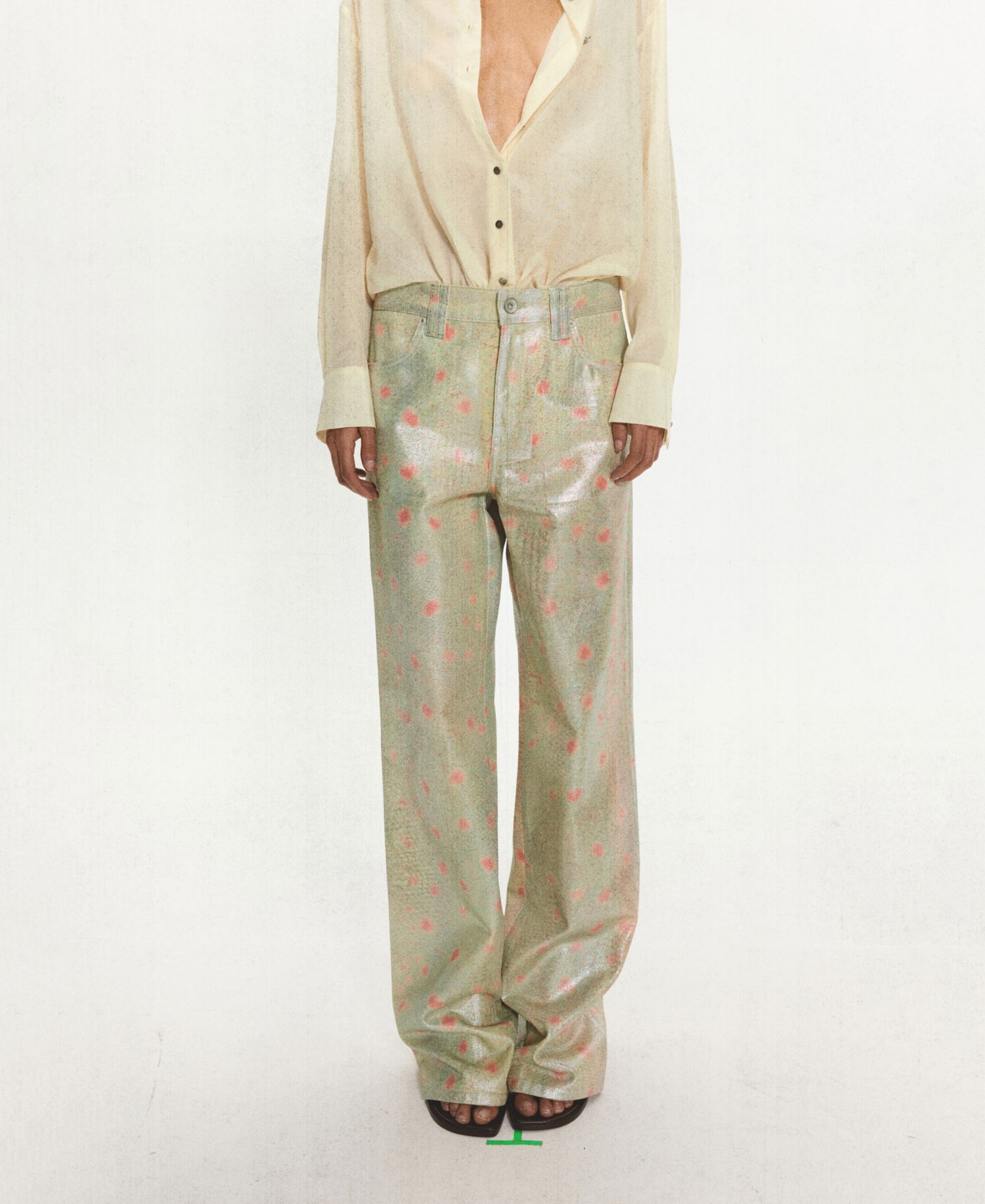 Women's Foil-Printed Straight Mid-Rise Jeans