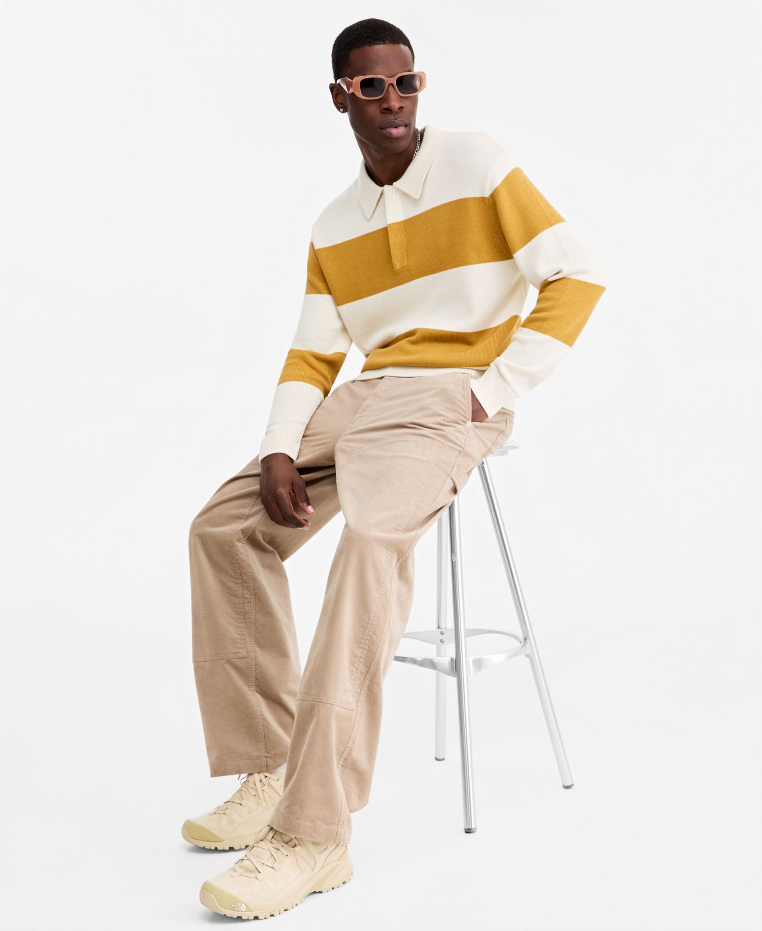 Men's Elio Long-Sleeve Striped Polo Shirt