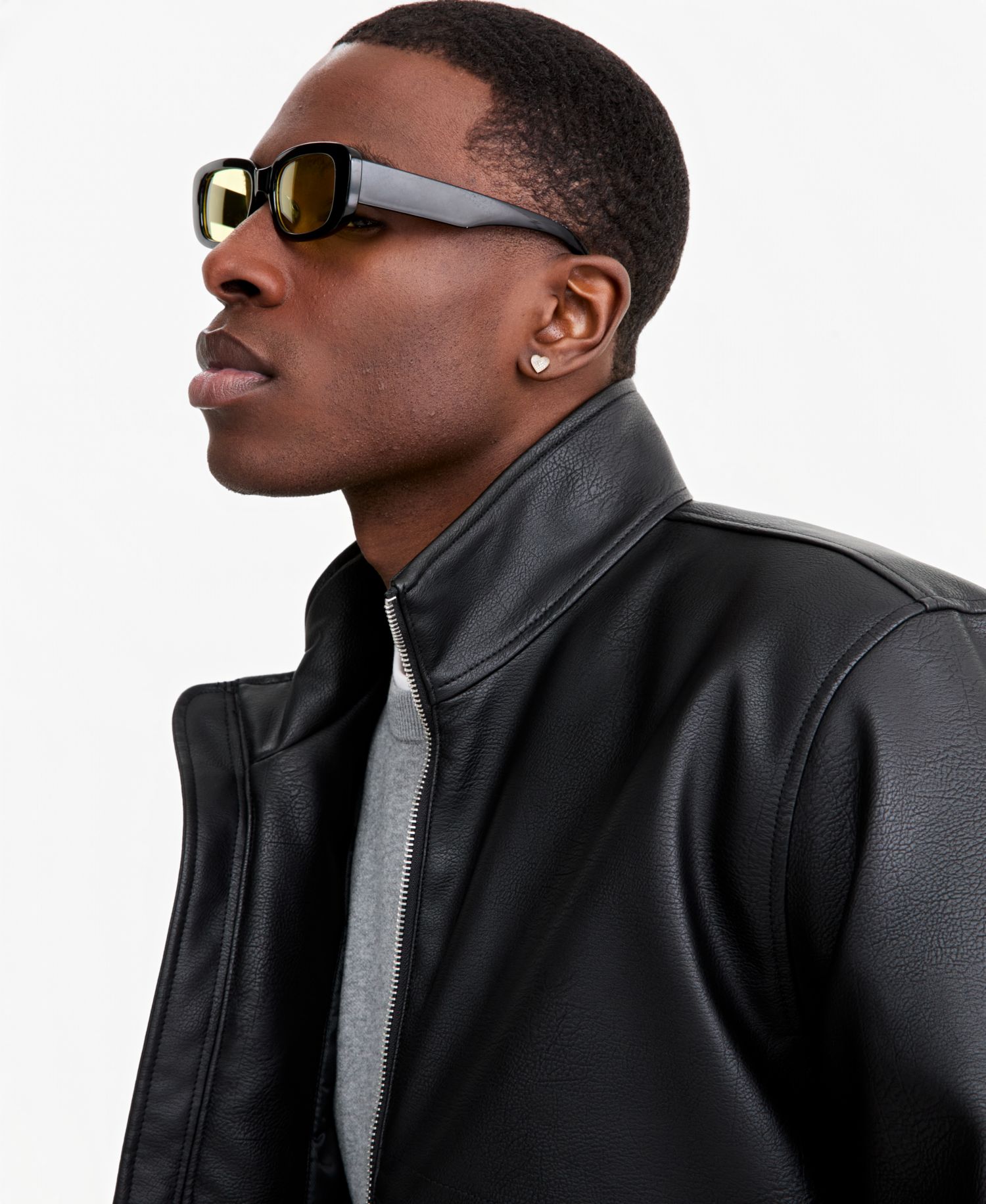 Men's Faux Leather Relaxed-Fit Bomber Jacket