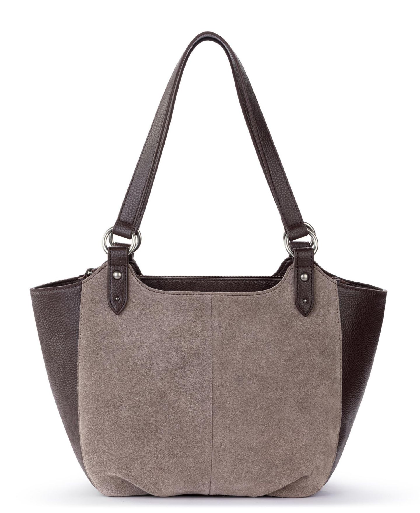 Женская сумка The Sak Bolinas Leather Extra-Large Satchel Handbag, цвет: Серо-бежевый замшевый — фото 1