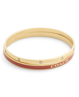 Faux-Stone Signature Logo Enamel Stone Duo Bangle Bracelet