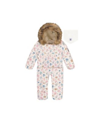 Baby Baby Girl 3M-24M Snug One Piece Snowsuit Adapted for Car Seats with Floral Print