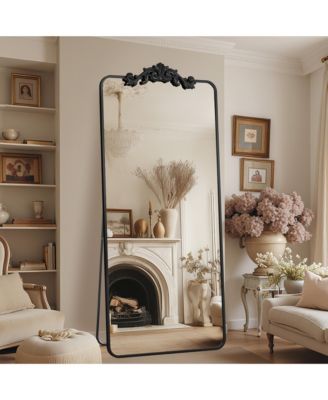 Retro Full Length Mirror, 71"x28" Carved Floor Mirror for Bedroom, Hanging Mounted for Living Room Cloakroom