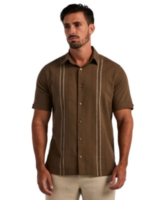 Men's Linen Blend Dobby Panel Shirt